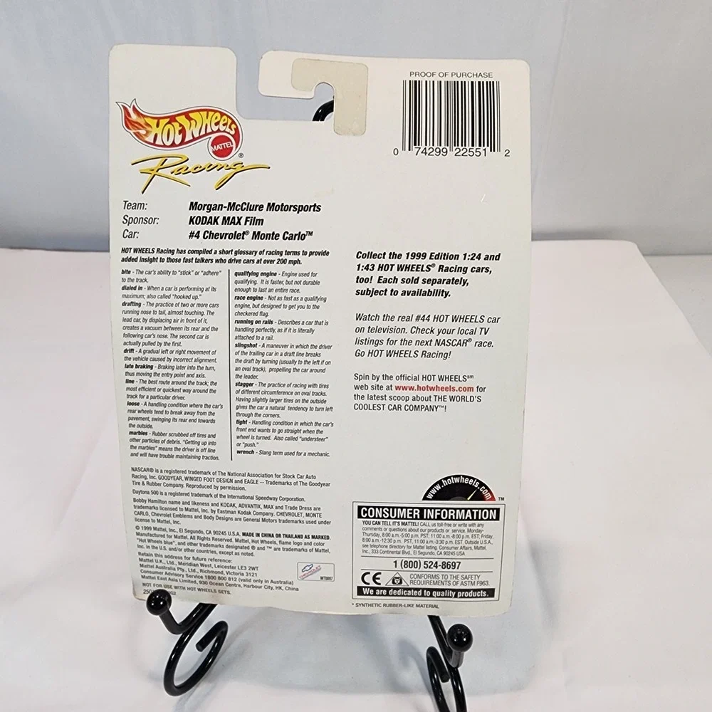 Rare Daytona 500 1999 Edition Bobby Hamilton Kodak #4 Hotwheel/ Upper Deck NIP